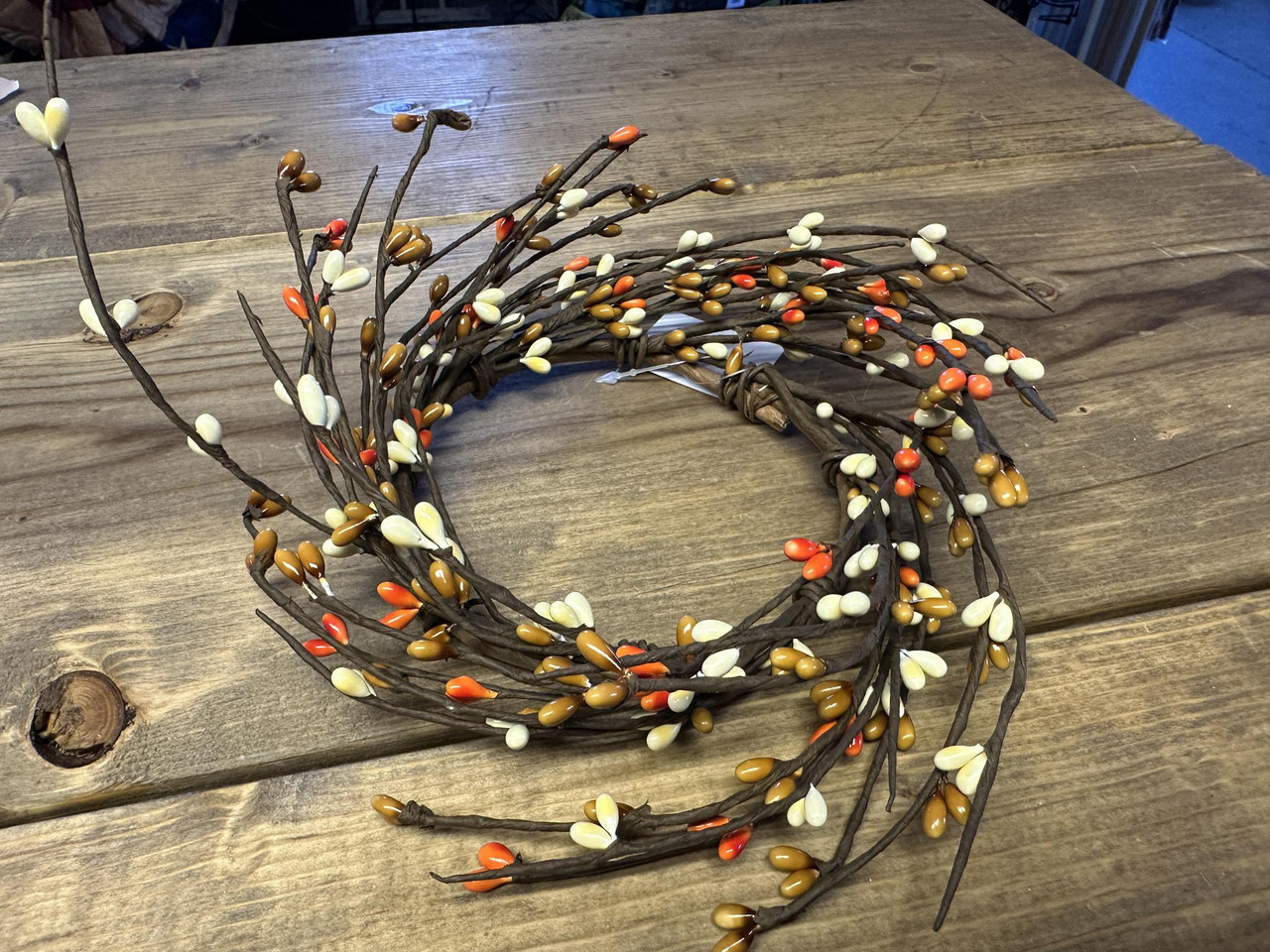 Orange, Mustard & Cream Pip Berry Candle Ring 5"